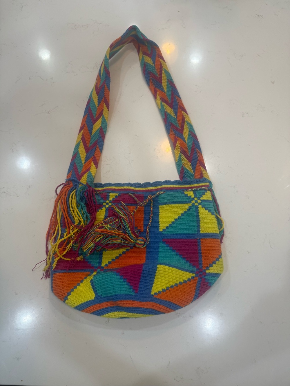 Authentic Handwoven Colombian Wayuu Mochila Bag — Large | Vibrant Multicolor